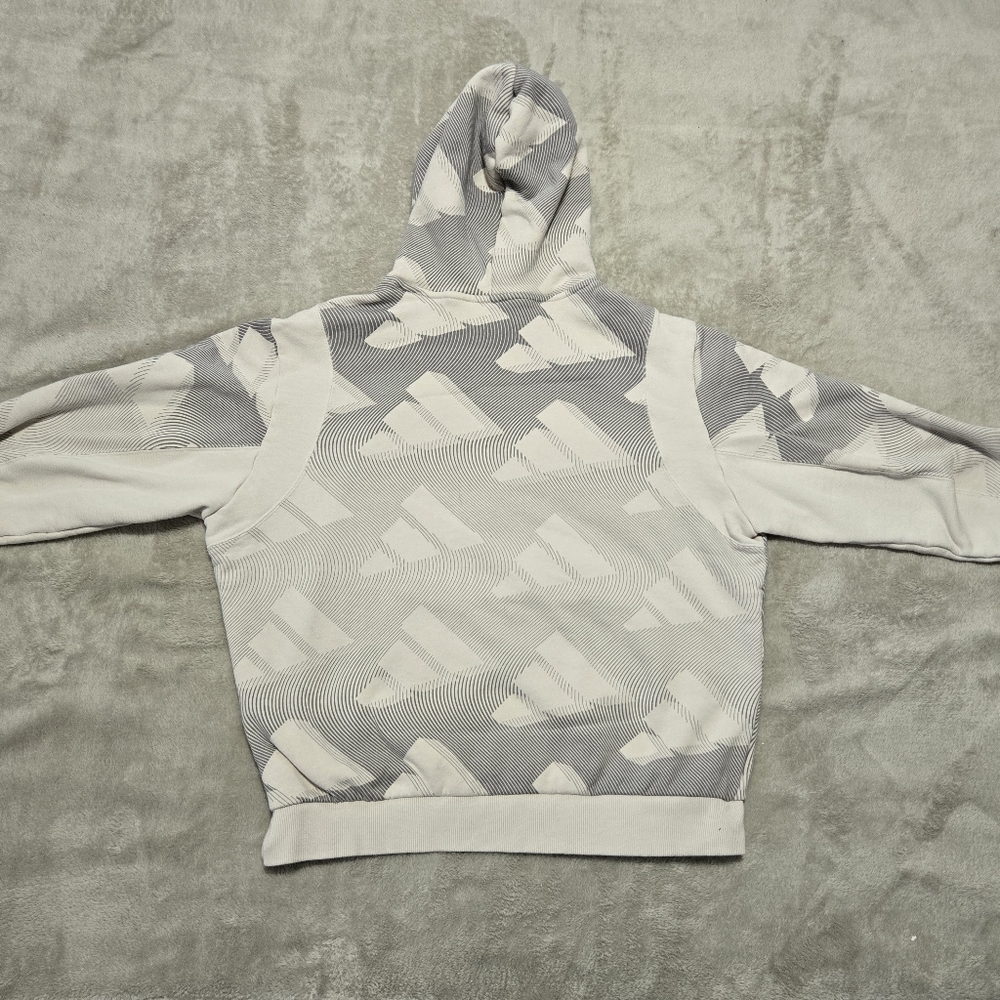 Adidas Cream and Gray Geometric Hoodie Sweatshirt Womens Sz L Tan And Gray - Picture 4 of 7